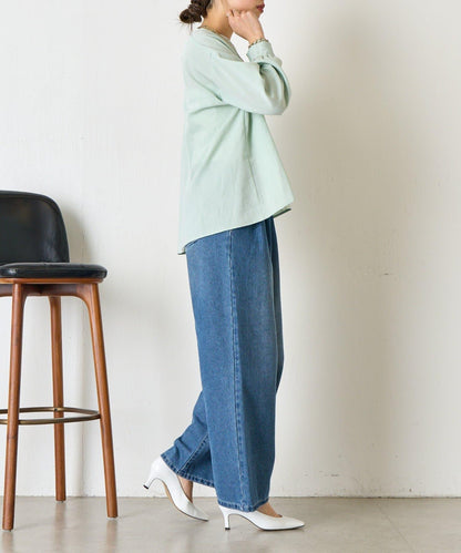 配色開衩開領襯衫