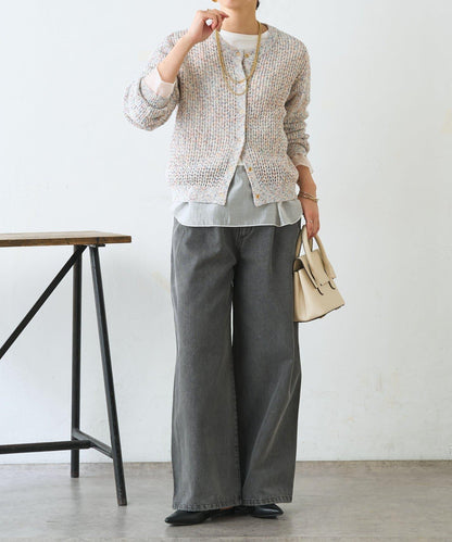 混色網眼針織開衫