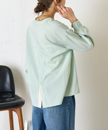 配色開衩開領襯衫