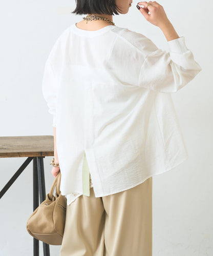 配色開衩開領襯衫