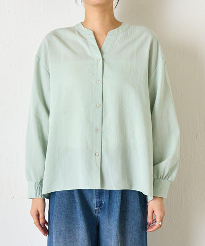 配色開衩開領襯衫