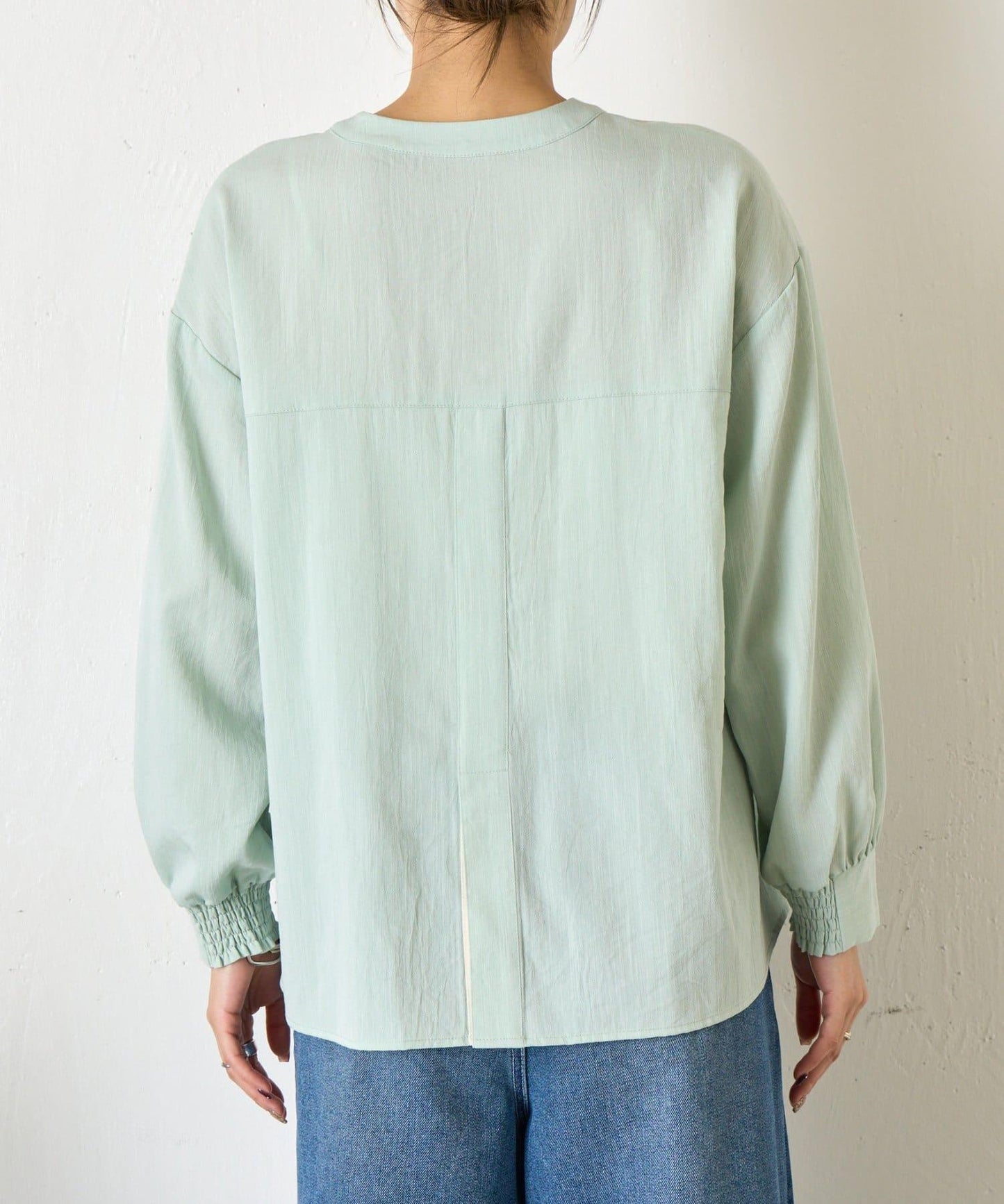 配色開衩開領襯衫