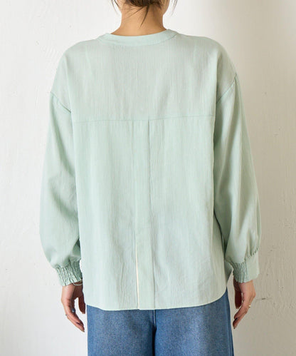 配色開衩開領襯衫