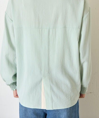 配色開衩開領襯衫