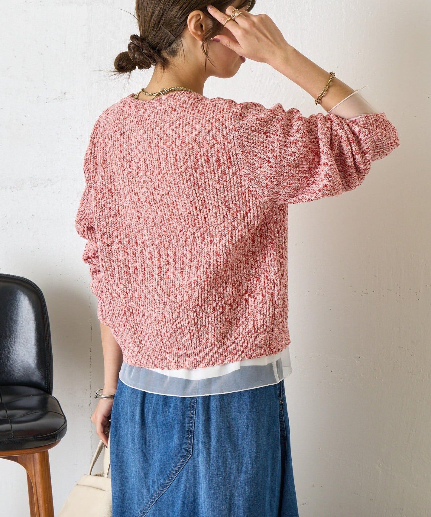 混色網眼針織開衫