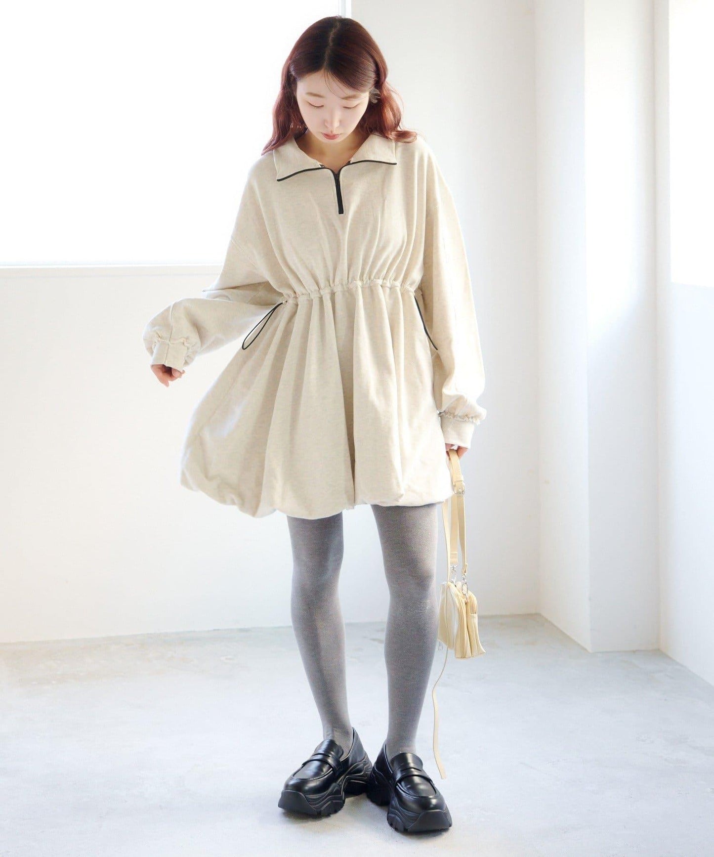 衛衣材質 泡泡廓形 迷你連衣裙