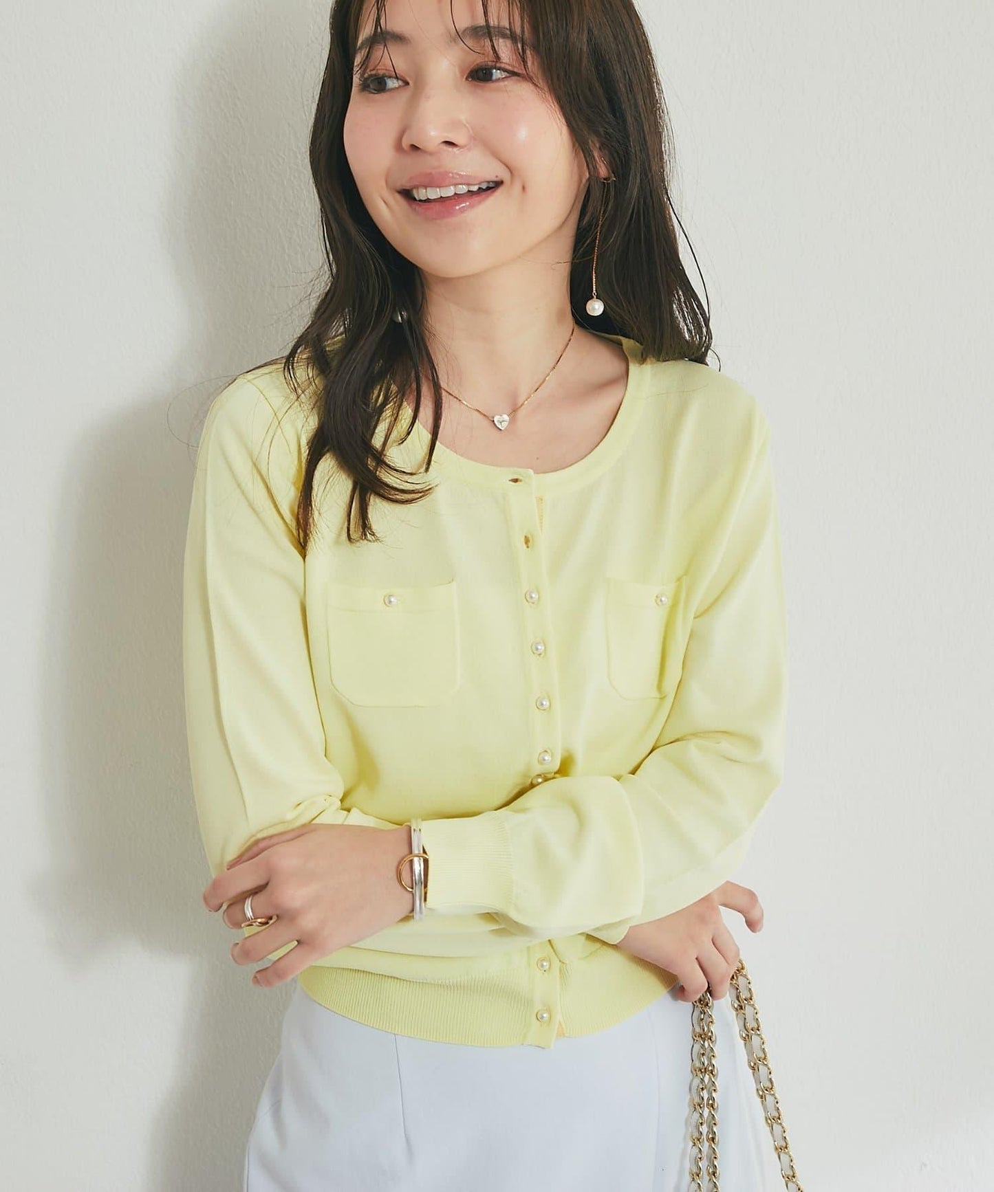 適度利落感 清涼觸感 防曬 珍珠扣 針織開衫