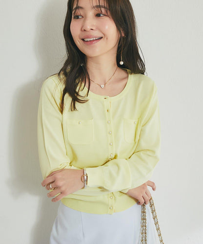 適度利落感 清涼觸感 防曬 珍珠扣 針織開衫