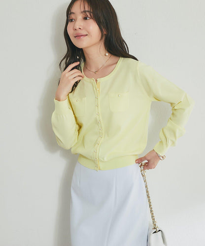 適度利落感 清涼觸感 防曬 珍珠扣 針織開衫