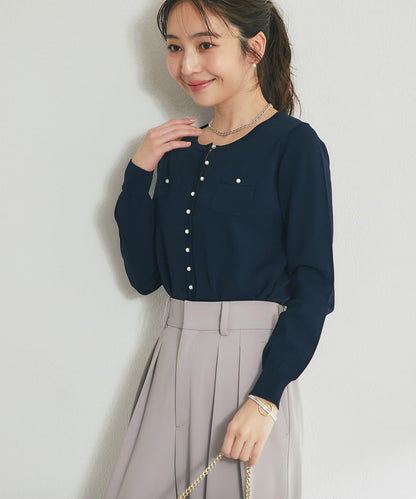 適度利落感 清涼觸感 防曬 珍珠扣 針織開衫