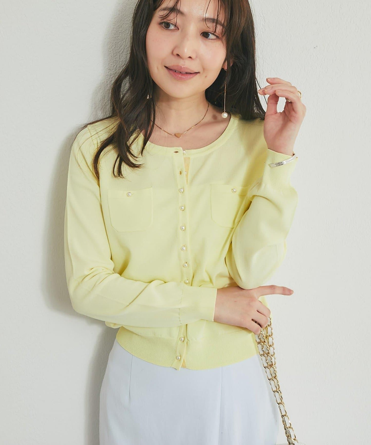 適度利落感 清涼觸感 防曬 珍珠扣 針織開衫