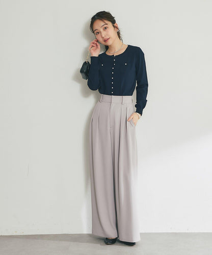 適度利落感 清涼觸感 防曬 珍珠扣 針織開衫