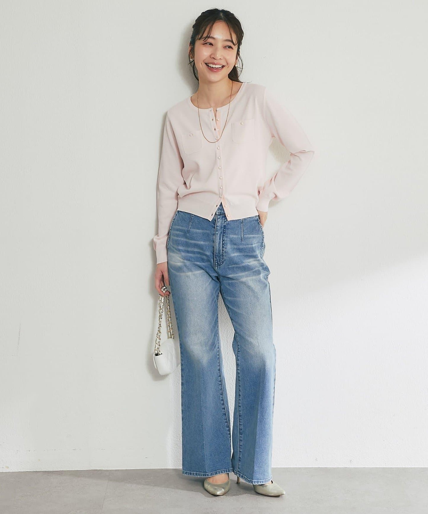 適度利落感 清涼觸感 防曬 珍珠扣 針織開衫