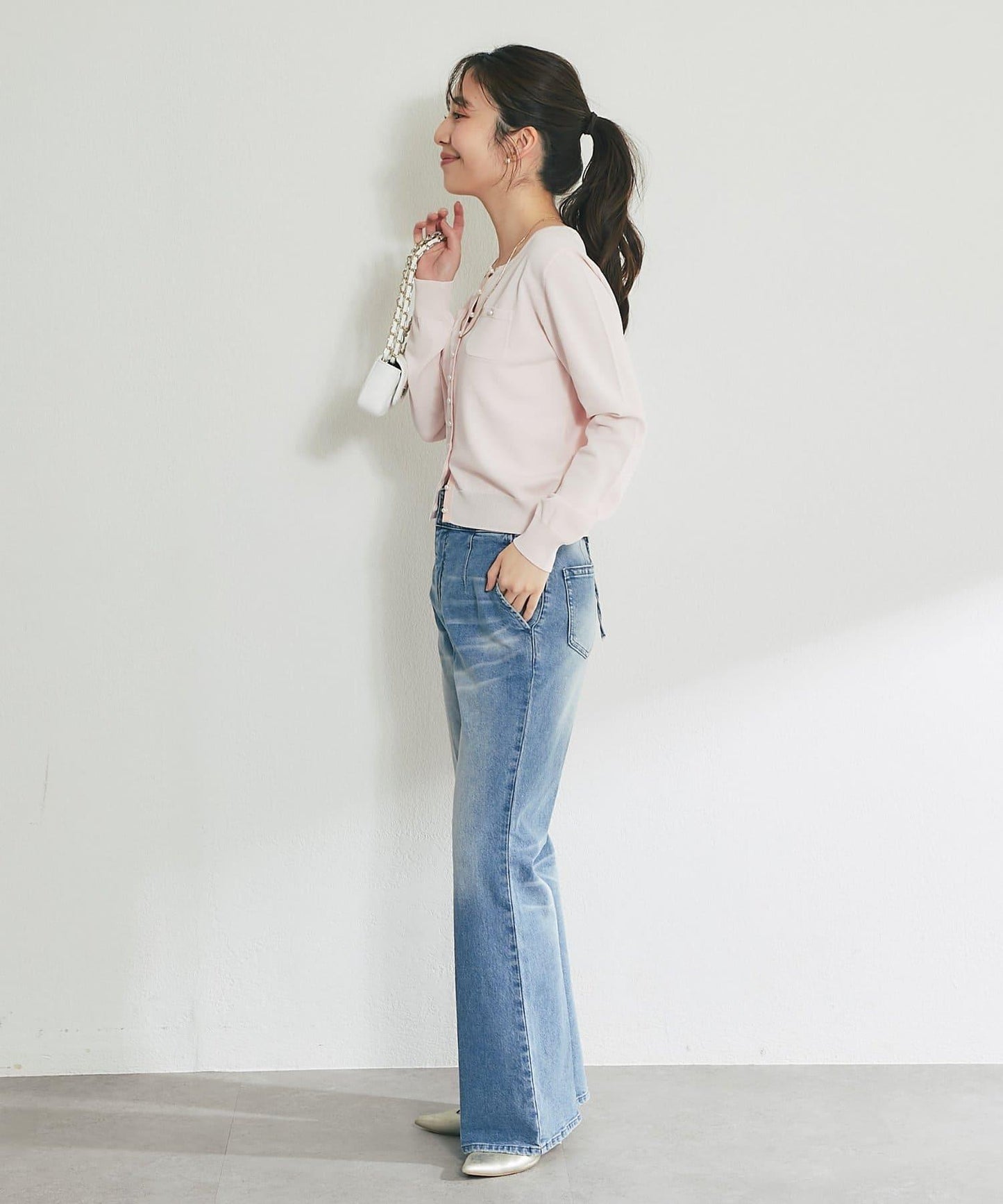 適度利落感 清涼觸感 防曬 珍珠扣 針織開衫