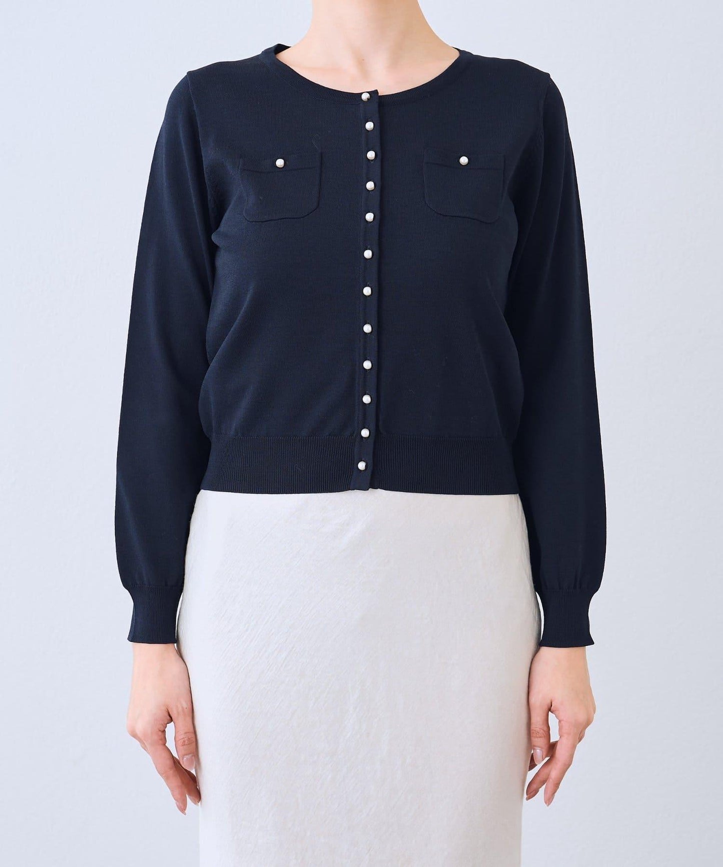 適度利落感 清涼觸感 防曬 珍珠扣 針織開衫