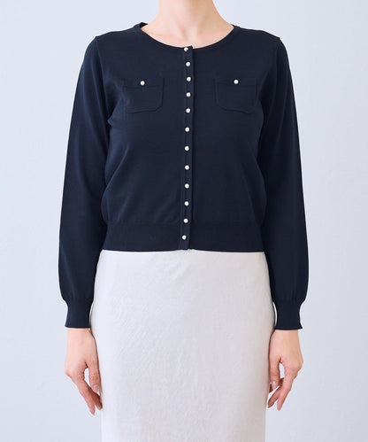適度利落感 清涼觸感 防曬 珍珠扣 針織開衫