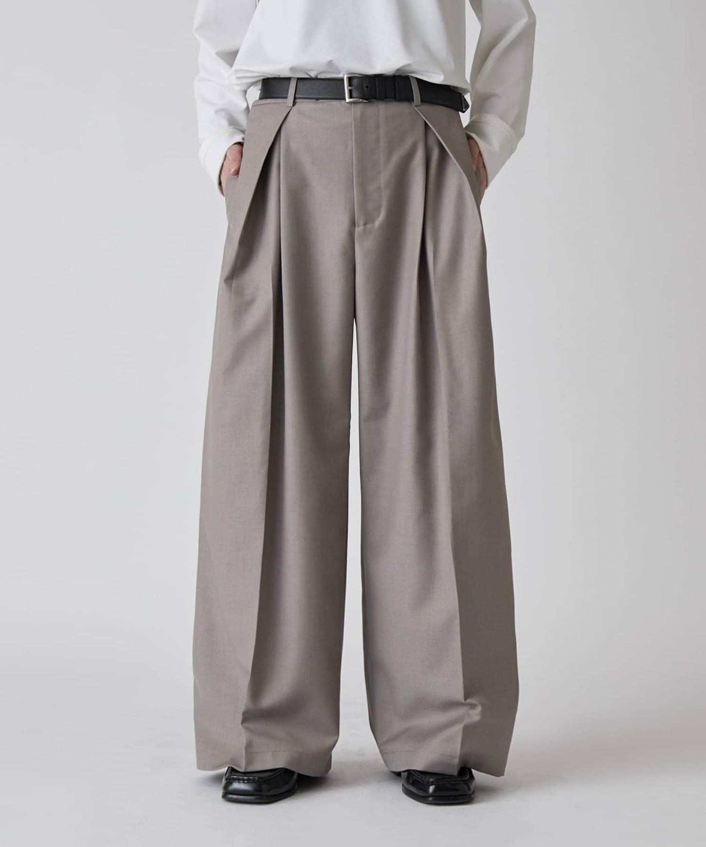 Neucon 交叉褶中線壓褶 闊腿西裝褲（可成套搭配）