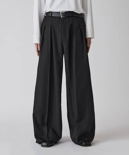 Neucon 細條紋雙褶闊腿西裝褲 套裝可搭配