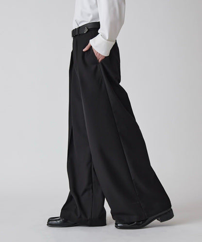 Neucon 交叉褶中線壓褶 闊腿西裝褲（可成套搭配）