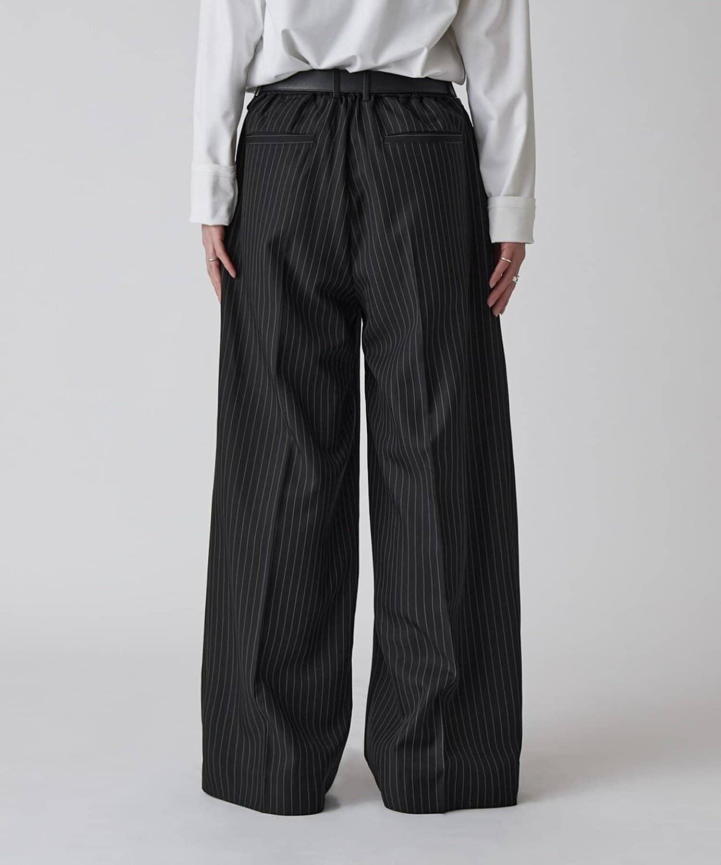 Neucon 細條紋雙褶闊腿西裝褲 套裝可搭配