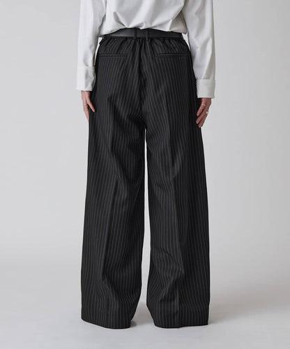 Neucon 細條紋雙褶闊腿西裝褲 套裝可搭配