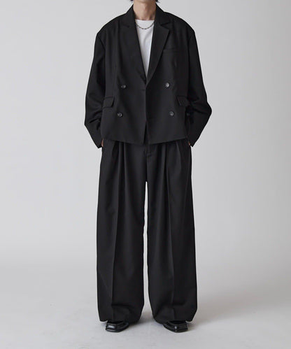 Neucon 交叉褶中線壓褶 闊腿西裝褲（可成套搭配）