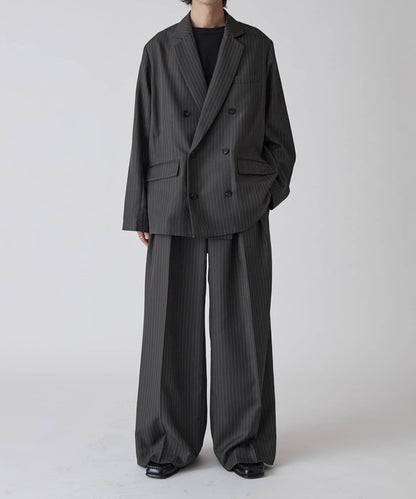 Neucon 細條紋寬鬆雙排扣設計 可成套搭配 夾克