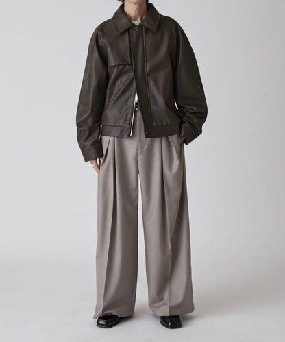 Neucon 交叉褶中線壓褶 闊腿西裝褲（可成套搭配）