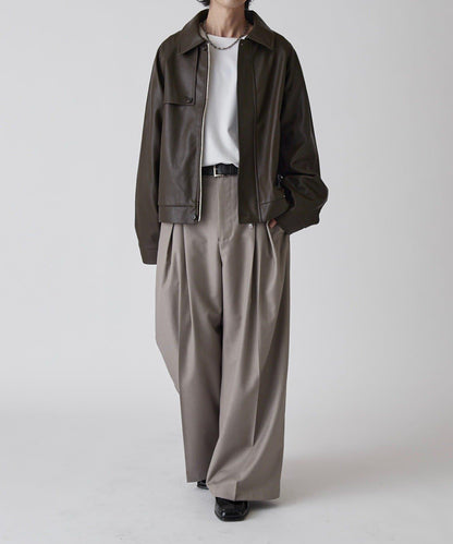 Neucon 交叉褶中線壓褶 闊腿西裝褲（可成套搭配）