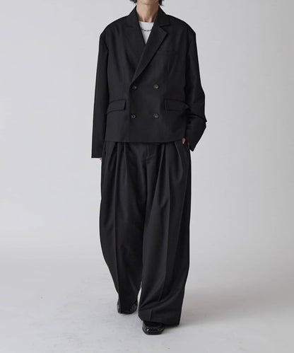 Neucon 交叉褶中線壓褶 闊腿西裝褲（可成套搭配）