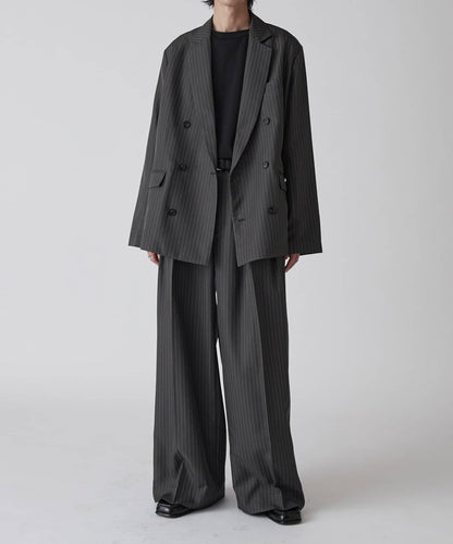 Neucon 細條紋寬鬆雙排扣設計 可成套搭配 夾克