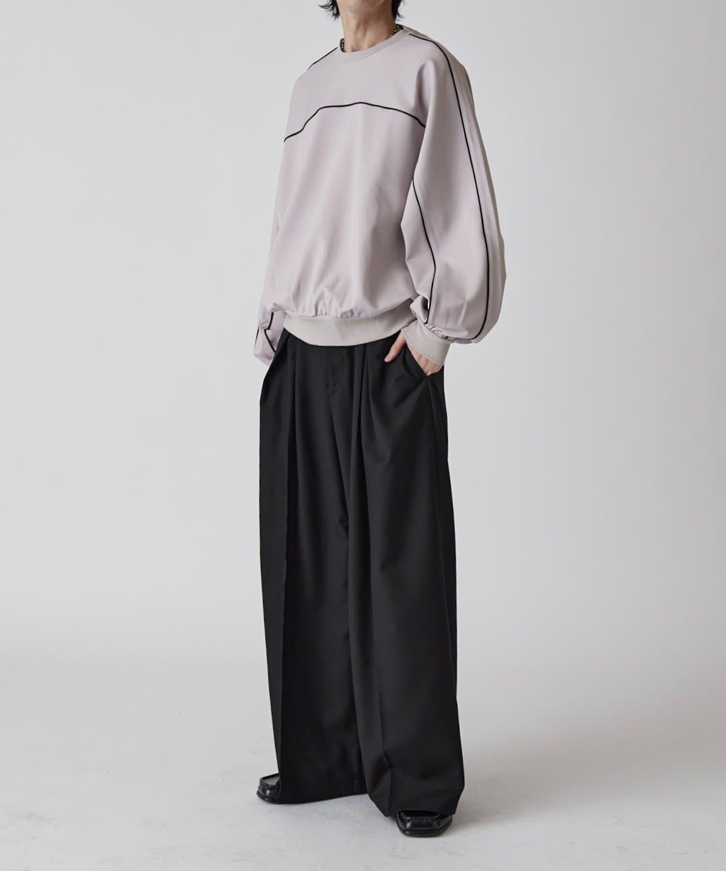 Neucon 交叉褶中線壓褶 闊腿西裝褲（可成套搭配）