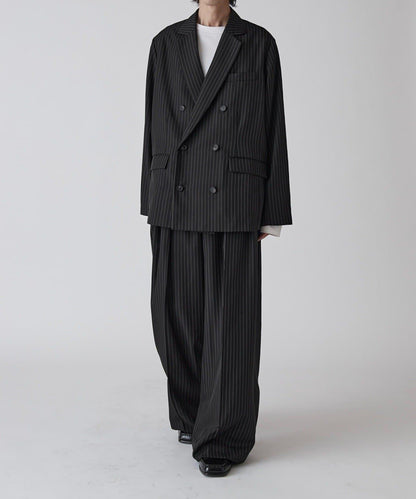 Neucon 細條紋雙褶闊腿西裝褲 套裝可搭配
