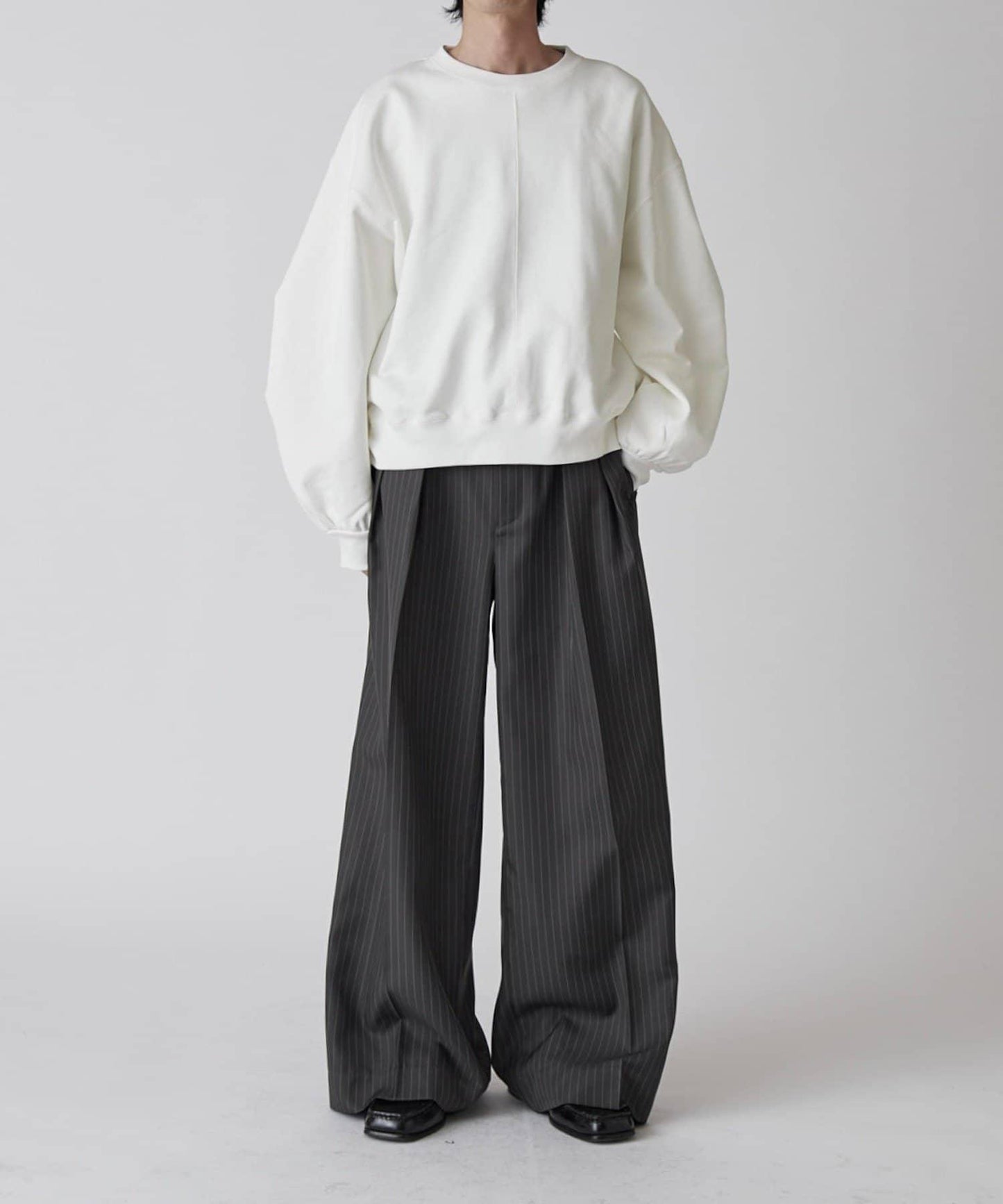 Neucon 細條紋雙褶闊腿西裝褲 套裝可搭配