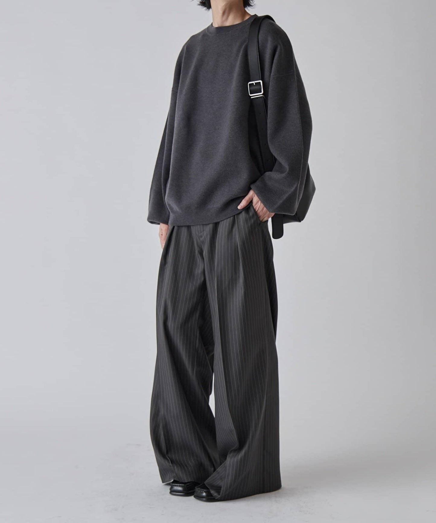 Neucon 細條紋雙褶闊腿西裝褲 套裝可搭配