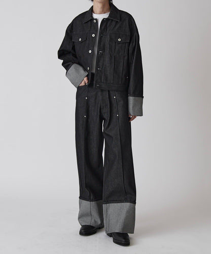 Neucon 卷邊褶設計 短款 牛仔夾克（可成套搭配）