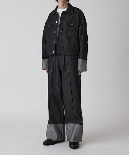 Neucon 卷邊褶設計 短款 牛仔夾克（可成套搭配）