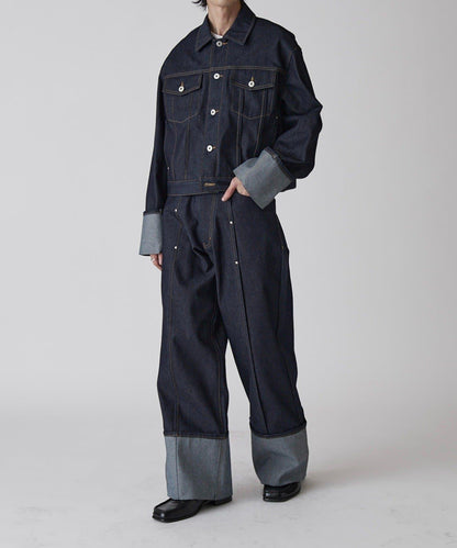 Neucon 卷邊褶設計 短款 牛仔夾克（可成套搭配）