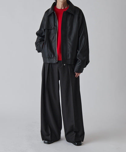 Neucon 細條紋雙褶闊腿西裝褲 套裝可搭配