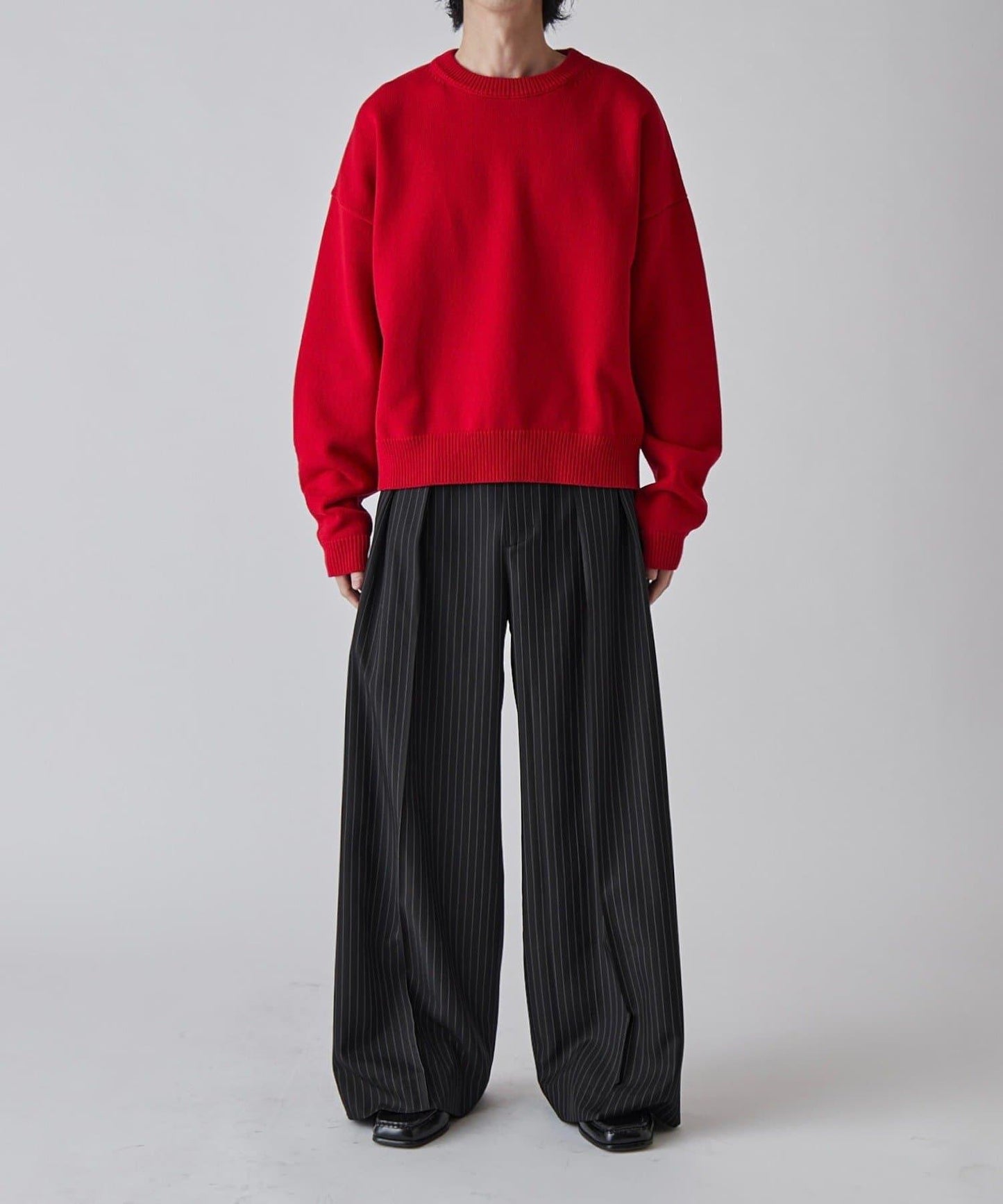 Neucon 細條紋雙褶闊腿西裝褲 套裝可搭配