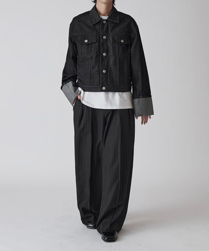 Neucon 卷邊褶設計 短款 牛仔夾克（可成套搭配）