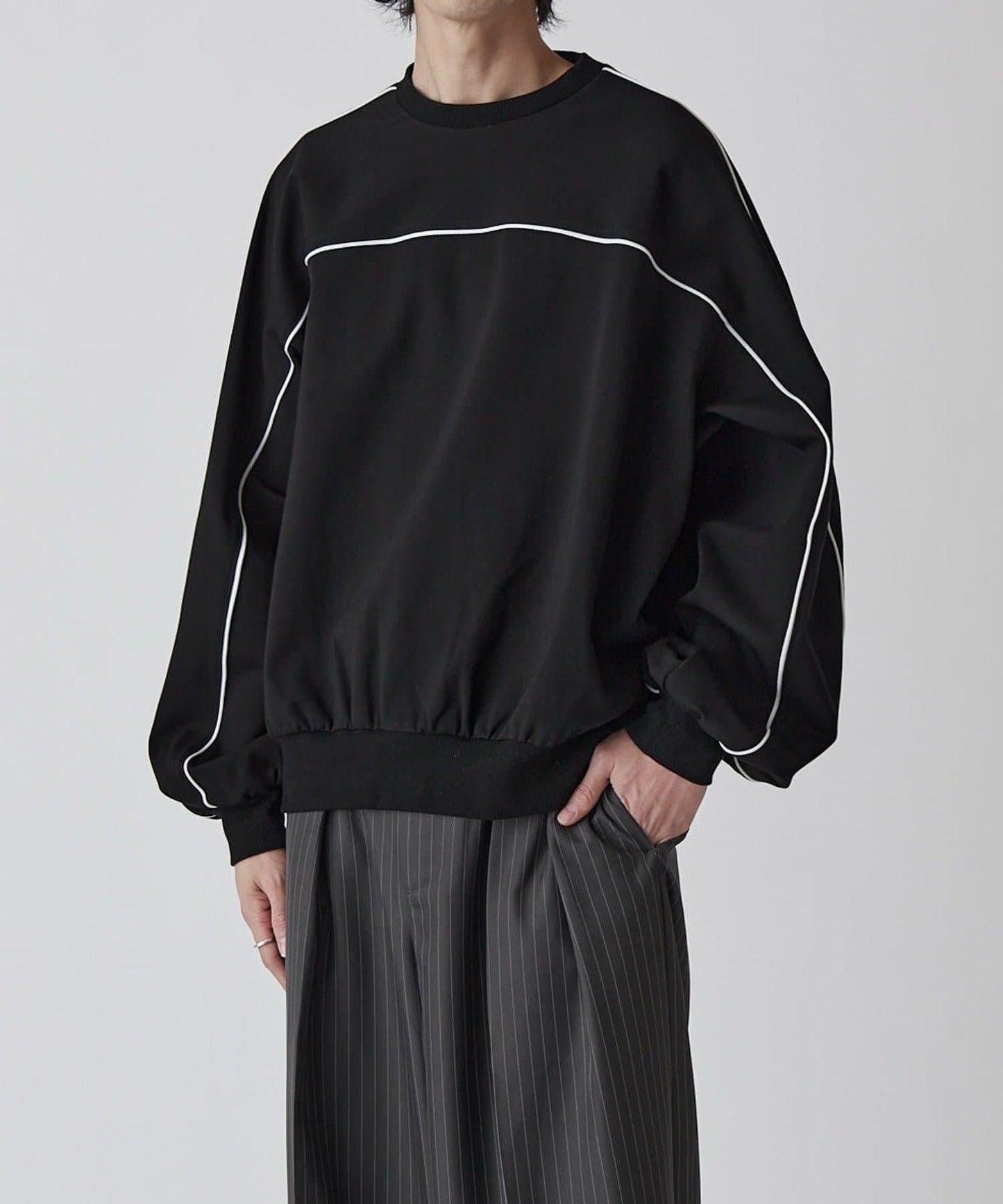 Neucon 拼色滾邊 氣球袖 Ponte針織 套頭衛衣