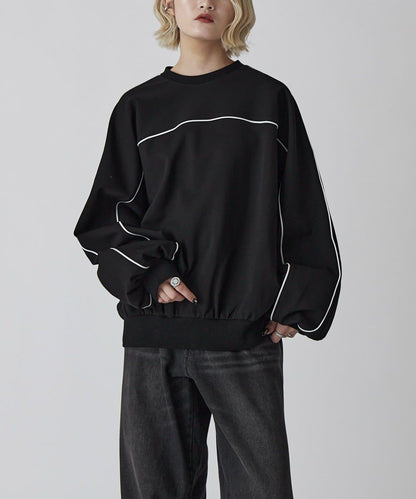 Neucon 拼色滾邊 氣球袖 Ponte針織 套頭衛衣