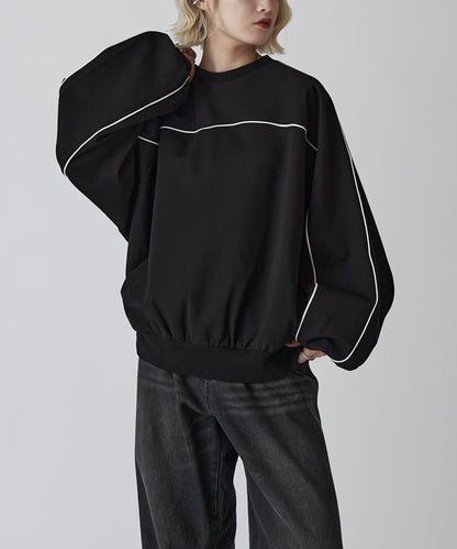 Neucon 拼色滾邊 氣球袖 Ponte針織 套頭衛衣