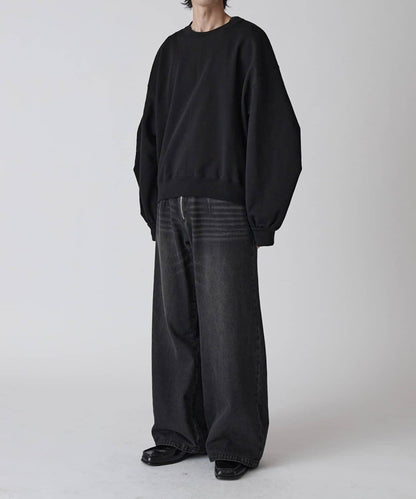 Neucon 寬鬆彎刀版型 水洗做舊牛仔 褲子（可成套搭配）