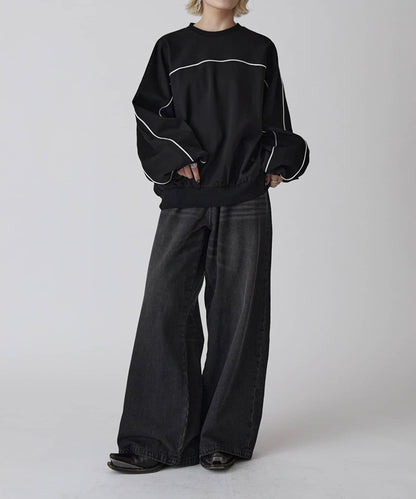 Neucon 拼色滾邊 氣球袖 Ponte針織 套頭衛衣