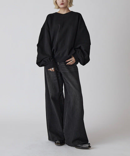 Neucon 寬鬆彎刀版型 水洗做舊牛仔 褲子（可成套搭配）