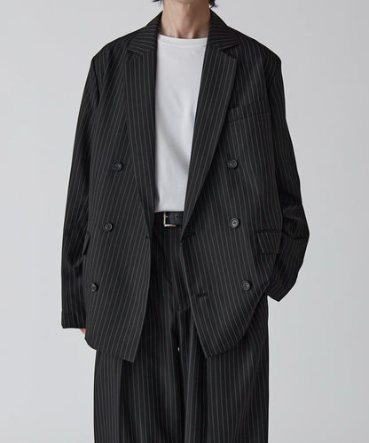 Neucon 細條紋寬鬆雙排扣設計 可成套搭配 夾克