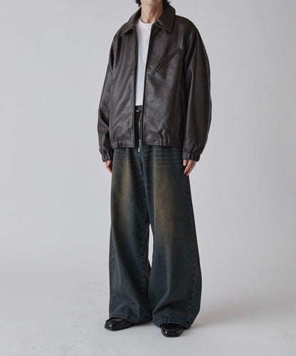 Neucon 寬鬆彎刀版型 水洗做舊牛仔 褲子（可成套搭配）