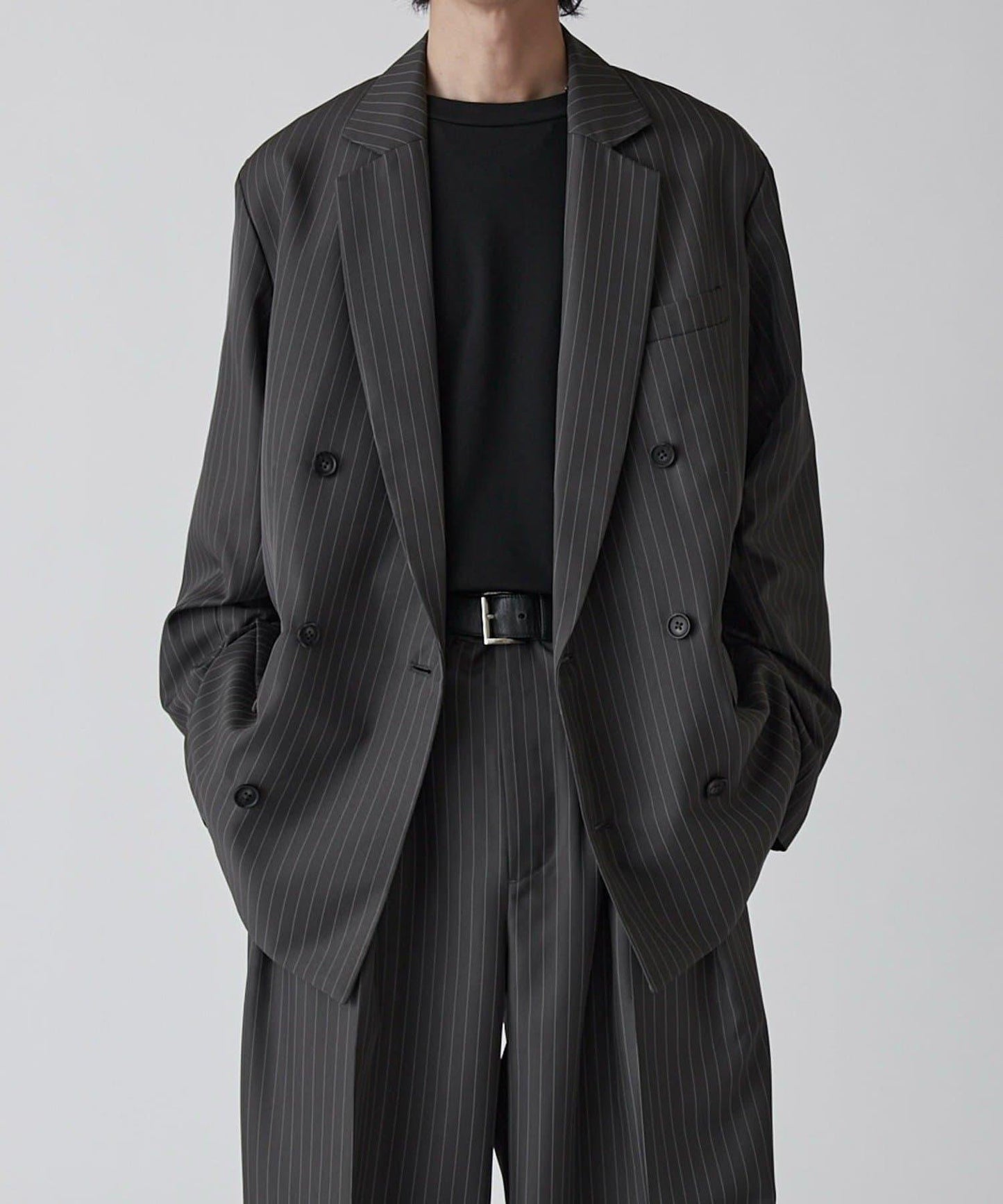 Neucon 細條紋寬鬆雙排扣設計 可成套搭配 夾克